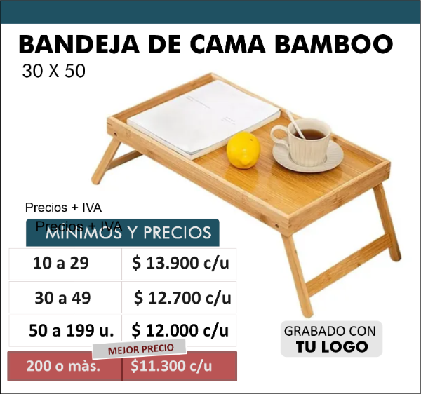Producto - Bandeja de cama bambu negra desde