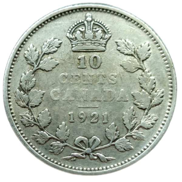 Producto - Canada 10 Cents 1921 Rey Jorge V Km#23a F+