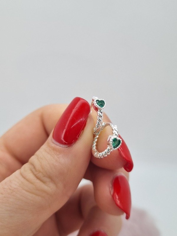 Producto - Aros acero blanco argollita text aplique swarovski corazon