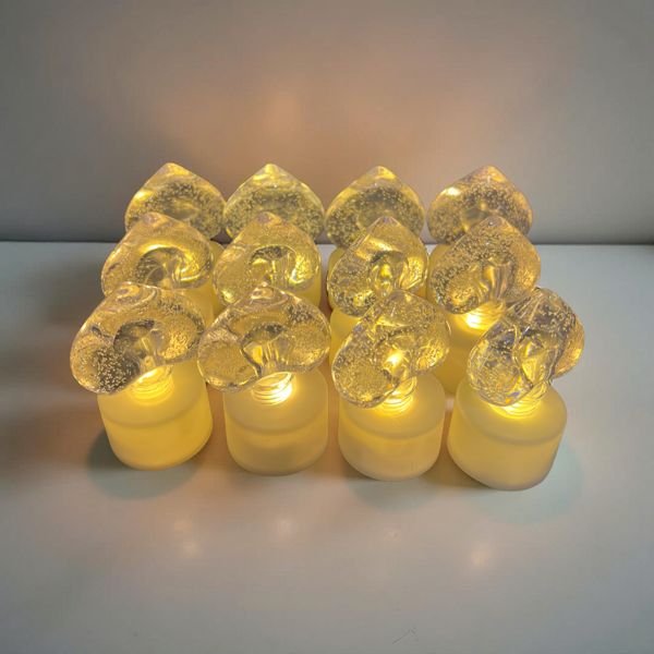 Producto - pack x12 velas con corazon led calida a pilas