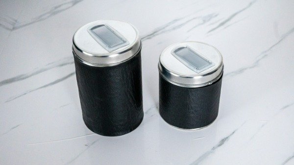 Producto - Lata Yerbera Azucarera de Aluminio con funda de Eco-Cuero