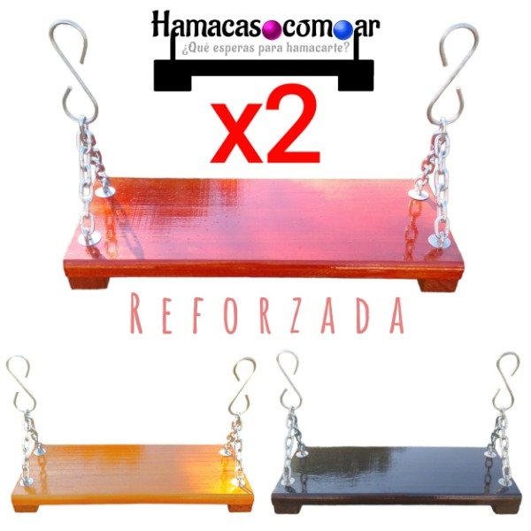 Producto - Hamacas de madera pintadas con herrajes para cadena Combo X2 ENVÍO GRATIS
