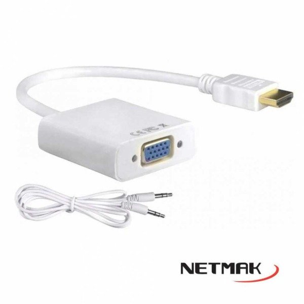 Producto - ADAPTADOR DE VIDEO HDMI M A VGA H + AUDIO  NETMAK