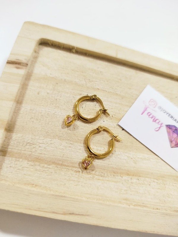 Producto - Argollitas corazon rosa