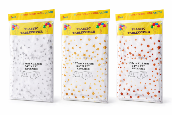 Producto - MANTEL PLASTICOS BLANCO CON BORDE DE ESTRELLAS