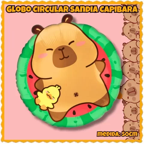Producto - Globo capybara con patito sandía 50 cm