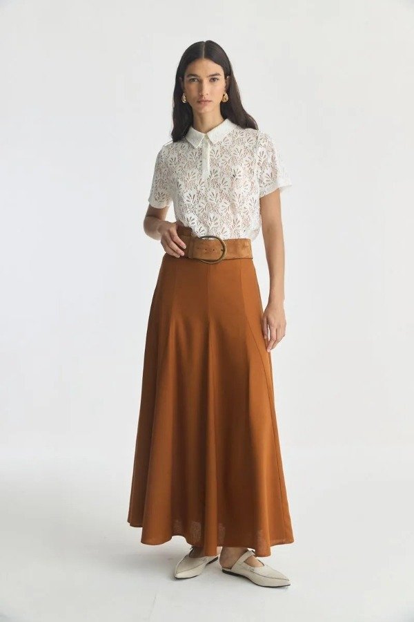 Producto - POLLERA LINO GARDENIA ALMENDRA