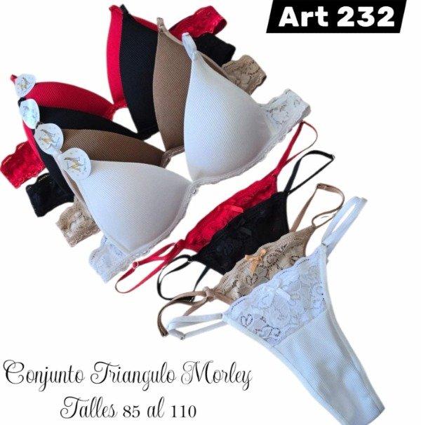 Producto - 232 - Martyna - Conjunto Triángulo Soft Morley y Puntilla