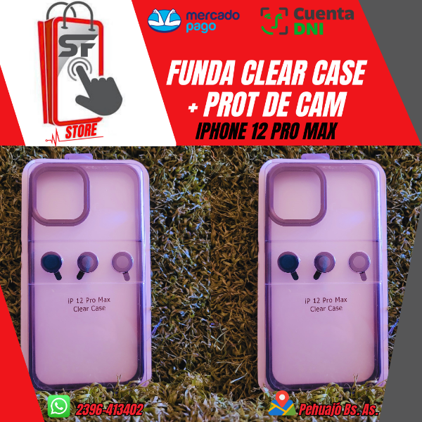 Producto - FUNDA CLEAR CASE + PROTECTOR DE CÁMARA IPHONE 12 PRO MAX