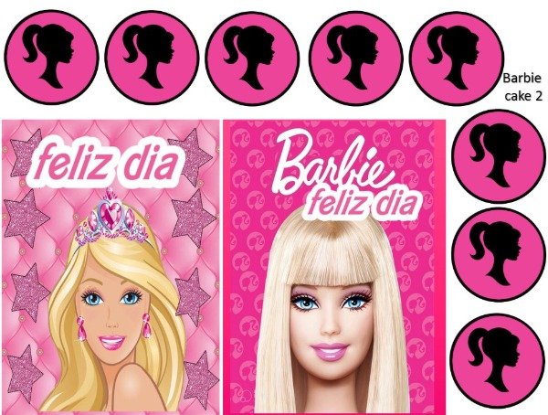 Producto - LAMINA TORTA RECTANGULAR O CAKE PIÑATA BARBIE 2 FELIZ DIA