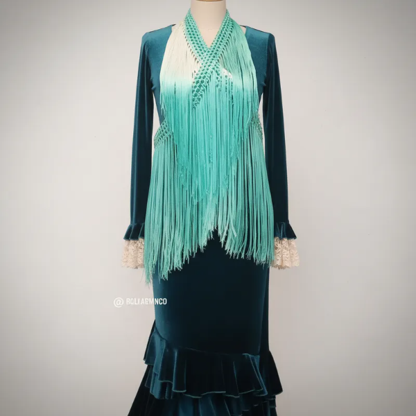 Producto - Tira De Flecos Para Cruzar 160 cm Verde Esmeralda PRE VENTA