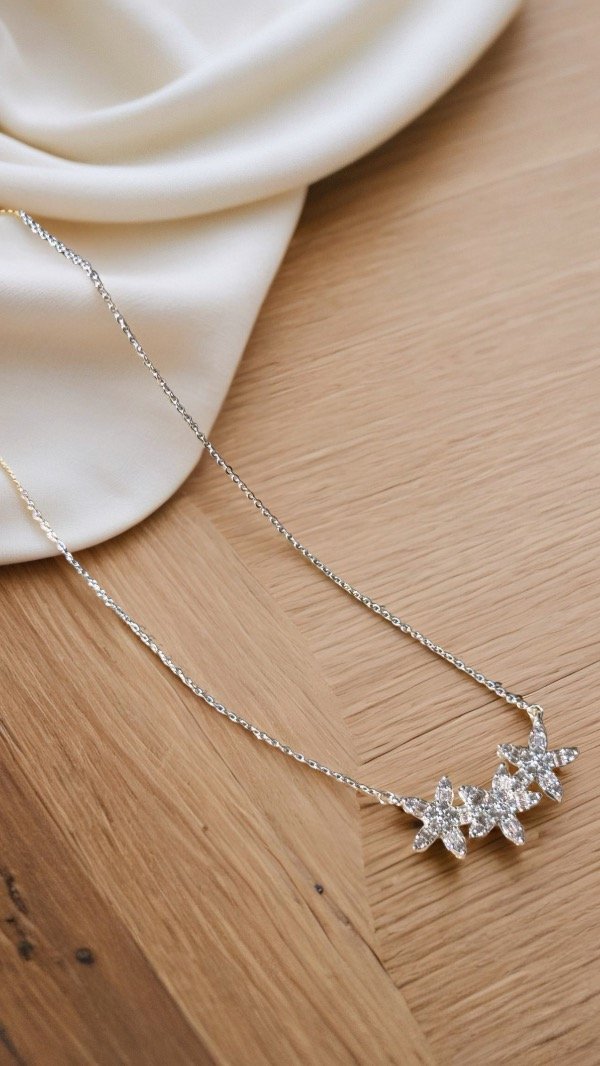 Producto - Cadena cúbics flores laminada en plata C187
