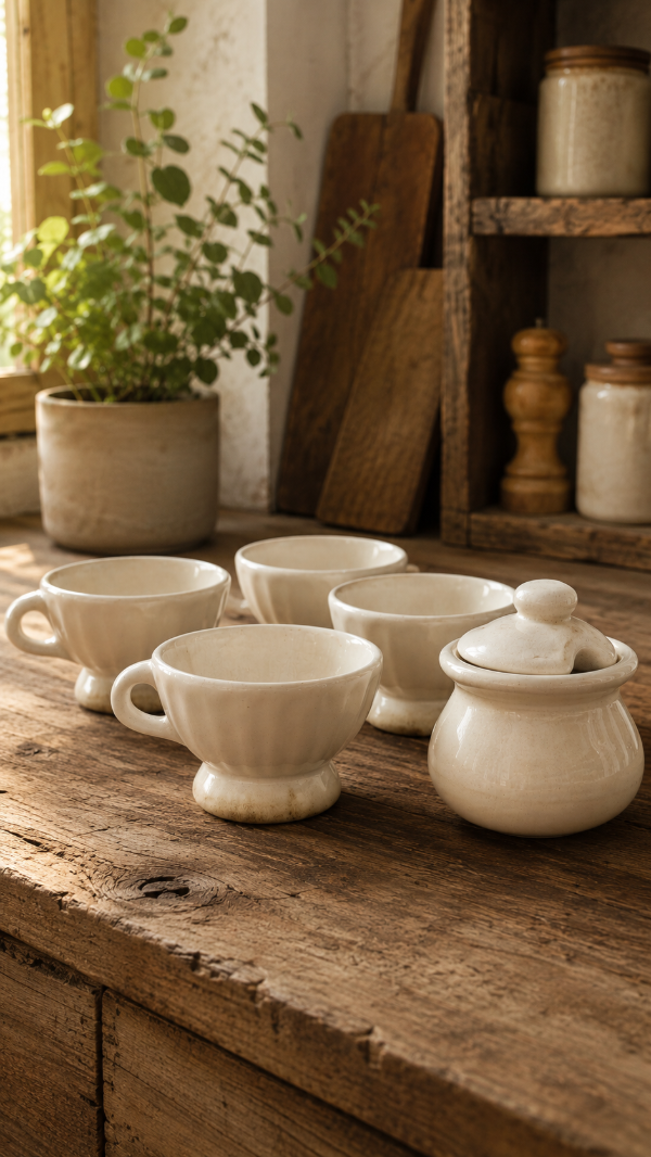 Producto - Tazas de te x 6 más azucarera. Cerámica artesanal