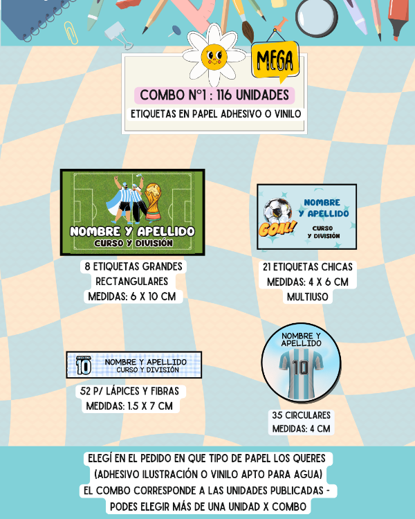 Producto - Etiquetas para la escuela adhesivas y de tela - 0