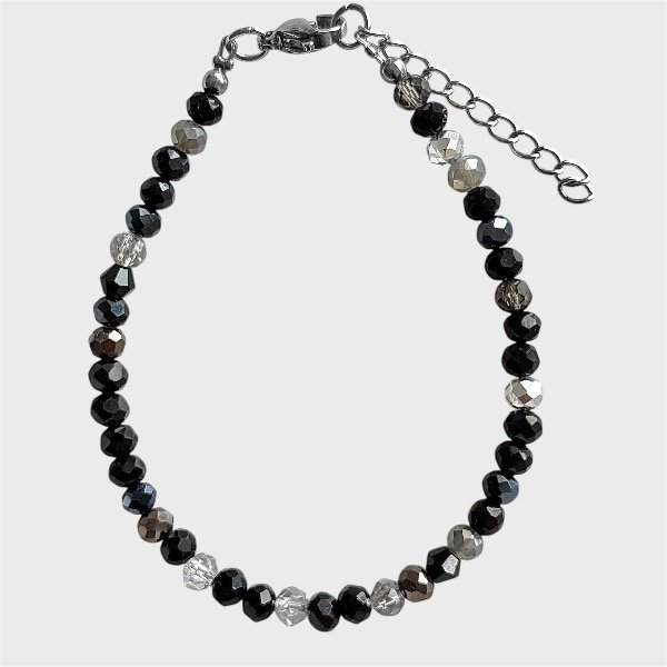 Producto - Pulsera de cristal checo y acero quirúrgico - 4mm - Negros
