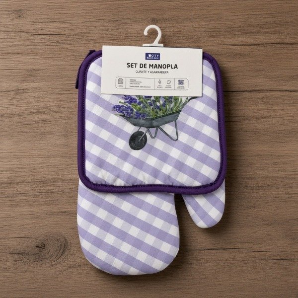 Producto - SET DE MANOPLA Y POSAFUENTE ESTAMPADO CITY BLANCO - 6