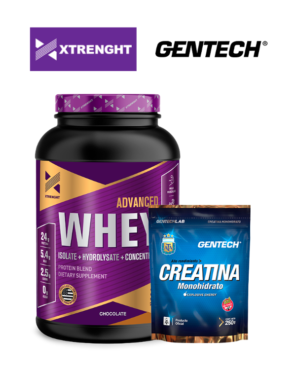 Producto - COMBO #17 - WHEY ADVANCED x 1kgs Xtrenght + CREATINA x250 gramos Gentech