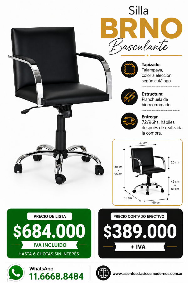 Producto - Silla Sillón BRNO Giratorio, Respaldo Reclinable, Tapizado Talampaya!!