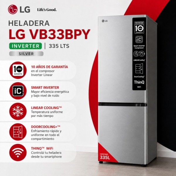 Producto - HELADERA LG 335 LTS INVERTER SILVER