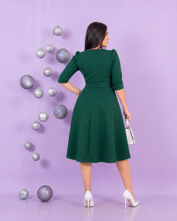 Vestido manga 3/4 con cinturon VERDE (Art. 434) Talles S, M, L y XL — imagen 2