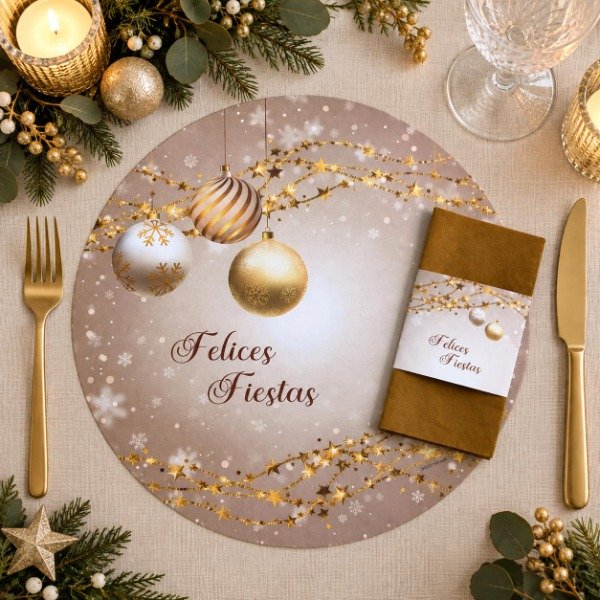 Producto - Set Platos De Sitio Papel + Porta Servilletas X 24 Unid. Navidad - 12