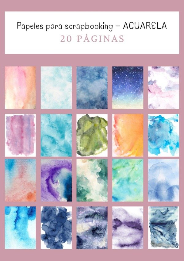 Producto - Pack de Papeles para Scrapbooking ACUARELA