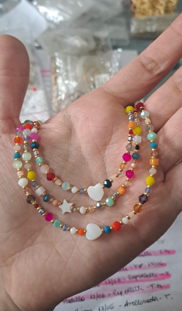 Producto - Collar con Mix de Cristales y Corazon Nacar - 1
