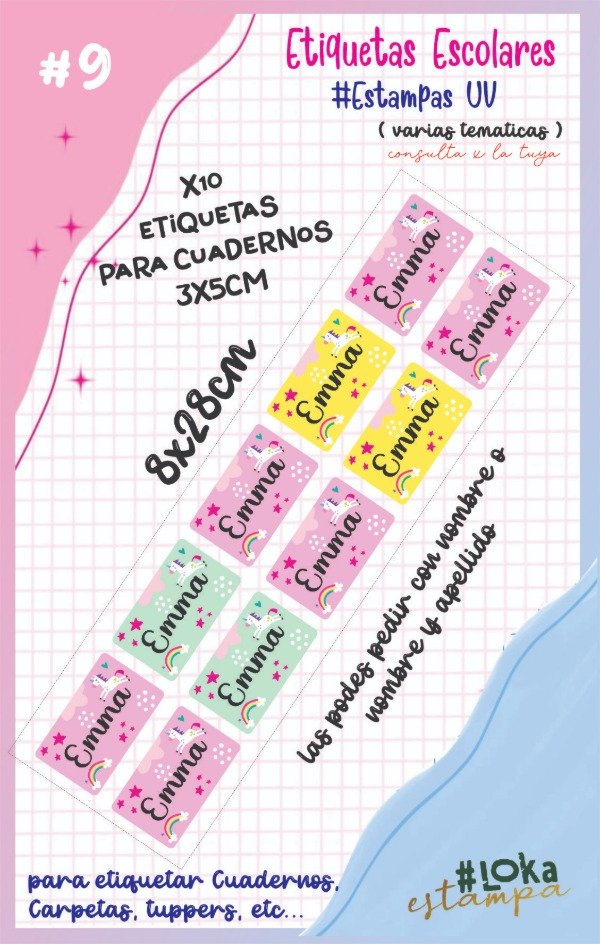 Producto - ESCOLARES #9 Estampa UV 8x28cm