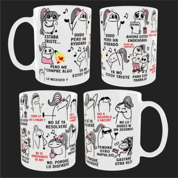 Producto - taza ceramica, estaba triste pero me compre algo endeudada endeudado