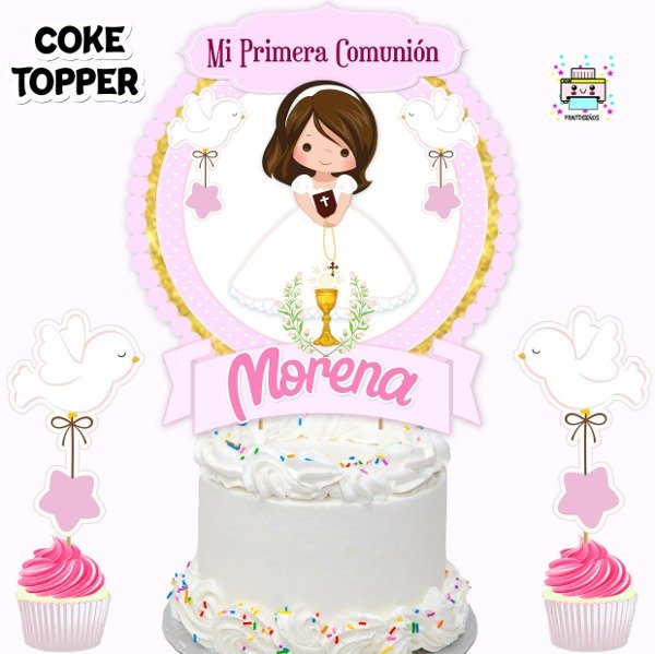 Producto - Kit Imprimible Cake Topper Adorno Torta Comunión Niña M3