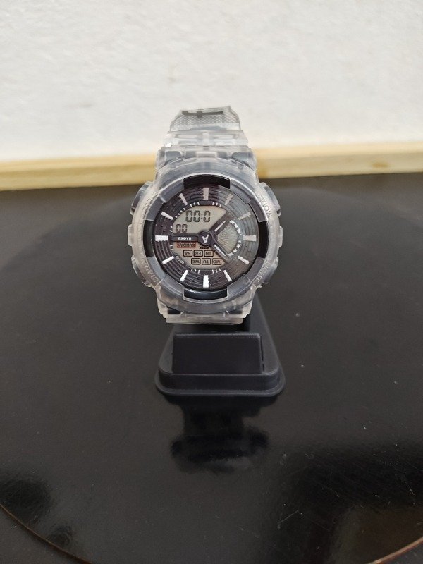 Producto - Reloj Deportivo Negro y Blanco Cronometro Malla Silicona Transparente