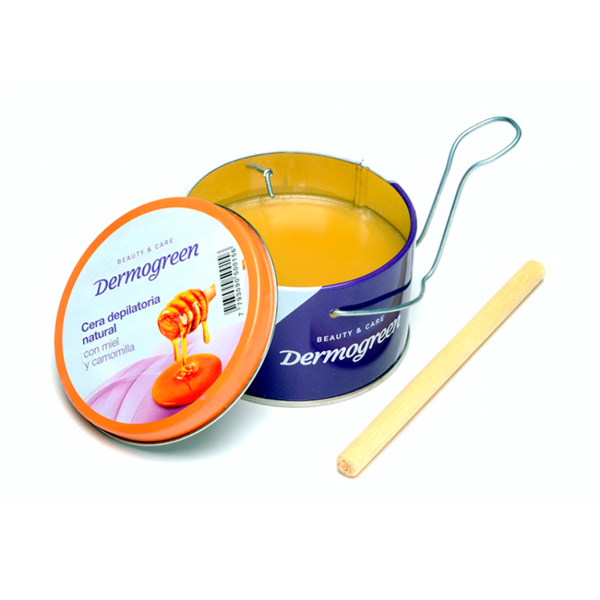 Producto - DERMOGREEN CERA DEPILATORIA C/MIEL Y CAMOMILLA 200G LATA