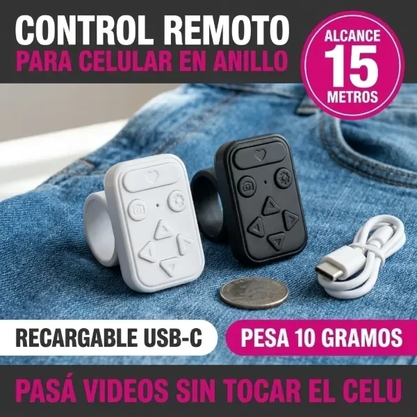 Producto - Anillo Control Remoto Bt Celular Pasá Videos, Sacá Fotos sin Tocar la Pantalla - 0