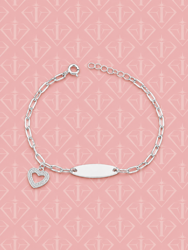 Producto - Pulsera para grabar niño corazón 14+2 cm