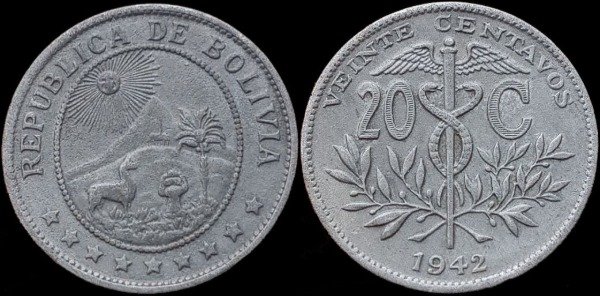 Producto - Bolivia - 10 Centavos (1942) KM# 179.a - Periodo Militar Nacionalista