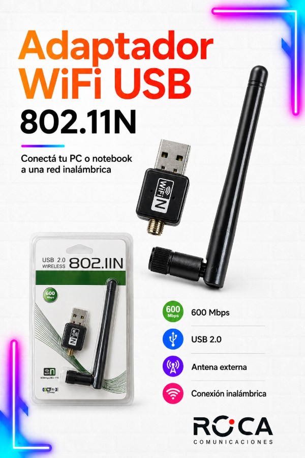 Producto - Adaptador USB WiFi 802.11N con Antena