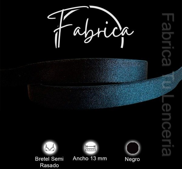 Producto - Bretel Negro 13mm semi rasado (1 metro)
