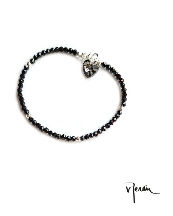 Producto - Pulsera cristal negro corazón