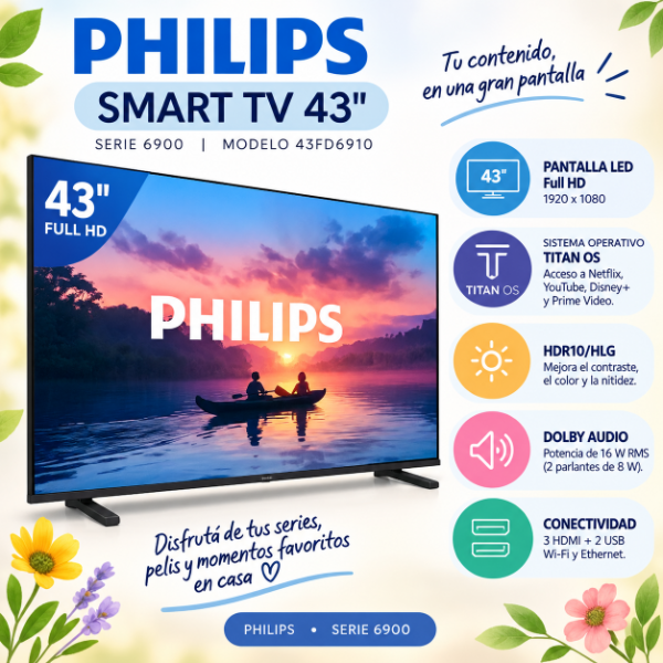 Producto - SMART TV PHILIPS 43" SERIE 6900 - TITAN OS