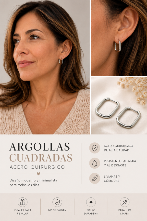 Producto - Argollas Cuadradas Paper Clip de Acero Quirúrgico - 0