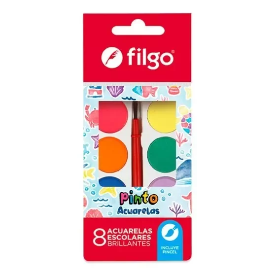 Producto - Acuarela Paleta Filgo X 8 Colores + Pincel