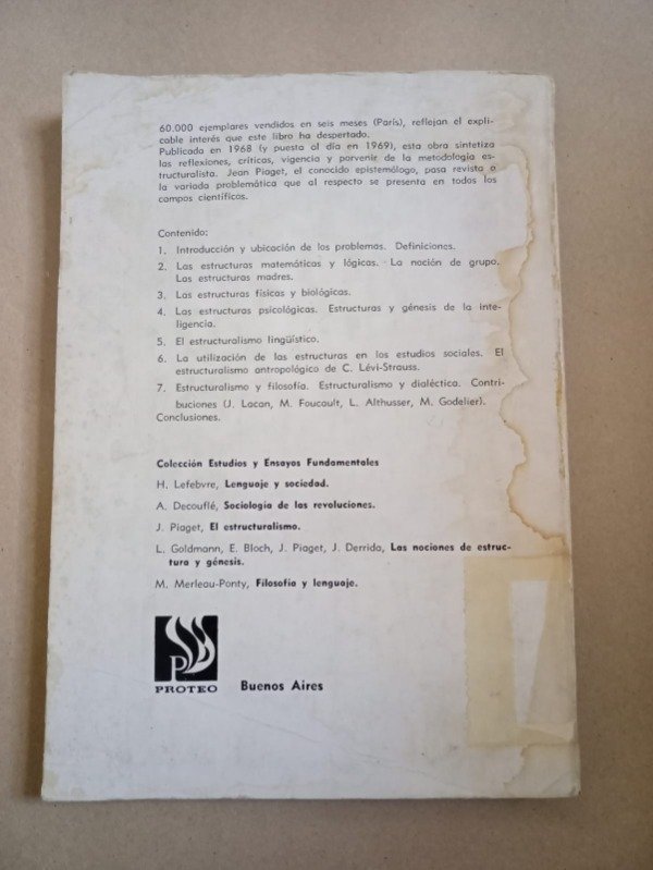 Producto - El estructuralismo - Jean Piaget - Proteo 1969 - 1