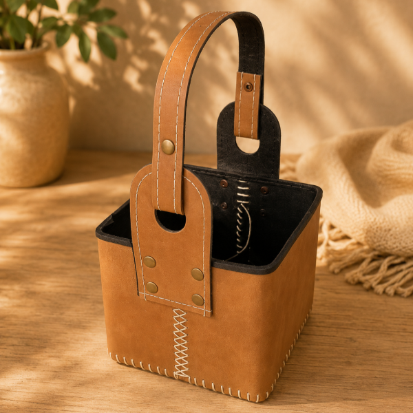 Producto - Canasta matera simil cuero. - 1