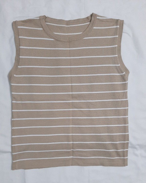 Producto - Musculosa de hilo rayada (beige L/XL)