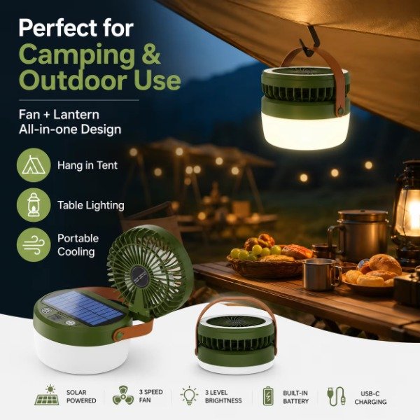 Producto - HG758 Lampara Con Ventilador Portátil Multiuso Recarga Usb/solar - 2