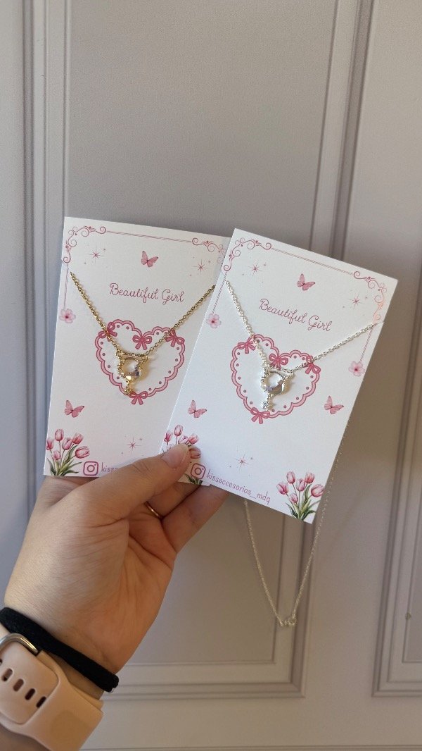 Producto - Collar moon starlit - 1 U - acero dorado - blanco