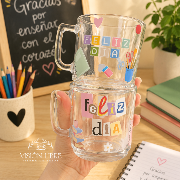 Producto - Tazas de vidrio Día del maestro- DTF UV