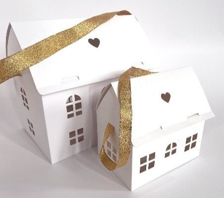 Producto - Casita Dulce Mediana 15x10x9cm Cinta Dorada