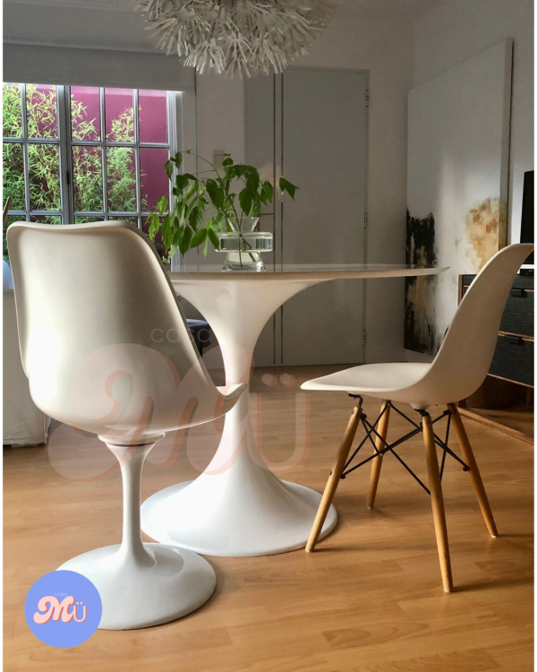 Producto - Mesa de Comedor TULIP 090 diam - Fibra de vidrio BLANCA