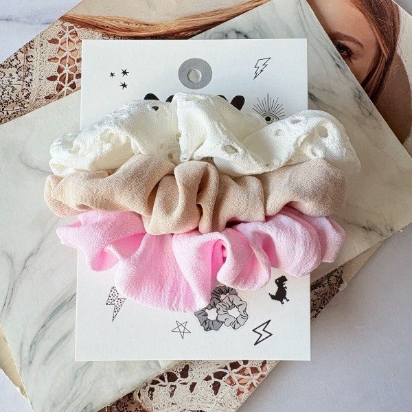 Producto - Set x 3 Scrunchies Broderie White